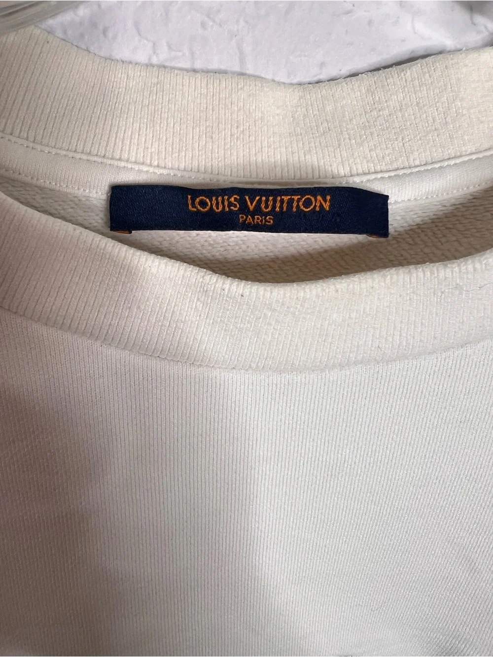 Louis Vuitton Sweatshirt Sweater Men’s XL Ivory Embroidered Logo Fleece